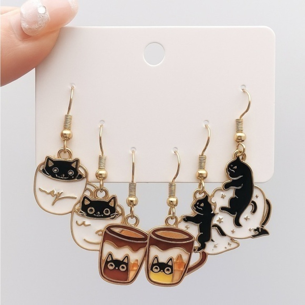 Kawaii Fall Cat Earring Set